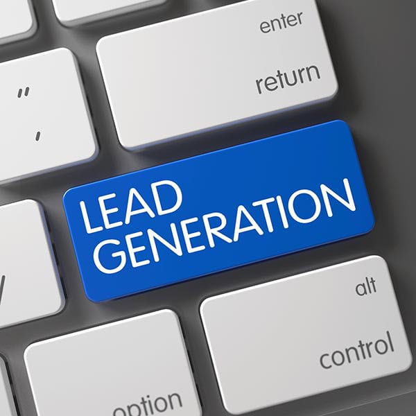 Lead Generation Button. 3D. Keyboard with blue 'Lead Generation' button
