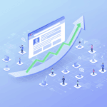 Digital growth chart with connected business people