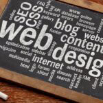 Web design and SEO terms on chalkboard